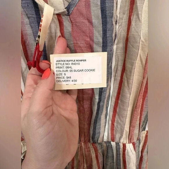NEW- NWT RAGA Justice Ruffle Stripe Romper | Size S - Picture 6 of 6